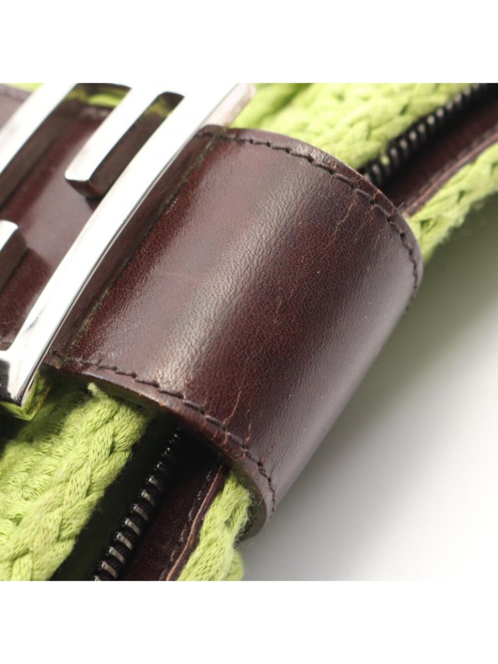 ★SOLD★ Fendi Shoulder Bag Mamma Baguette Green Canvas Leather - Picture 12 of 12